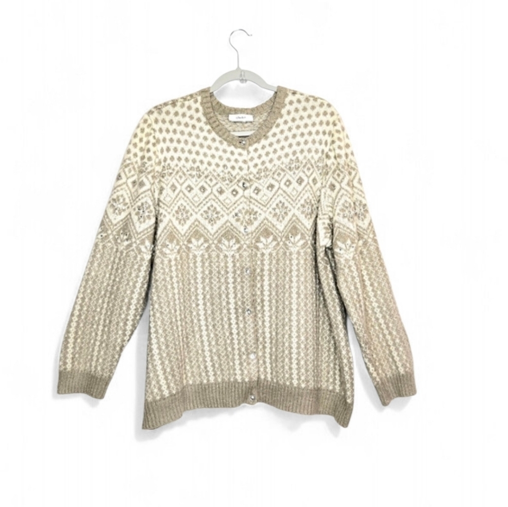 Cj Banks Cardigan Sweater, Tan/cream. Size 2X.